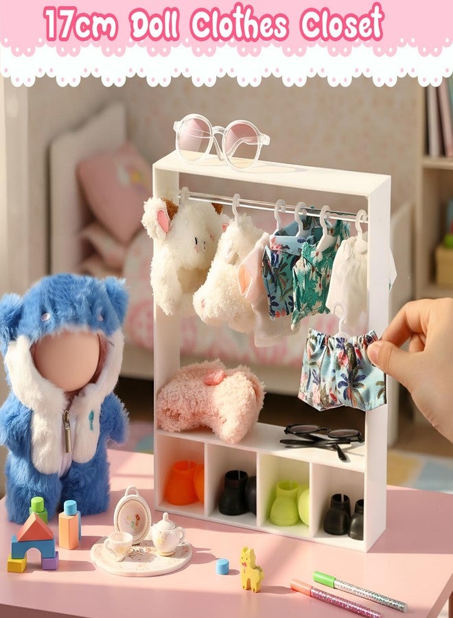 خزانة ملابس للدمى من سيمجوينج، مقاس 17 سم، مزودة بـ 13 علاقة ملابس، لتخزين ملابس الدمى، وأثاث خزانة الملابس، وإكسسوارات، وصندوق عرض إكسسوارات الدمى مقاس 17 سم، ووحدة تخزين محمولة لبيت الدمى (أبيض). - Image 4